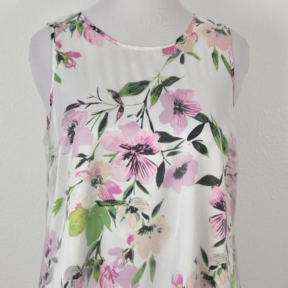 Spense Floral Embroidered Tulle Overlay Shift Dress NEW - L - Picture 2 of 12
